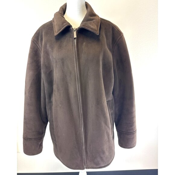 PERRY ELLIS Medium Portfolio Mens Brown Faux Suede Fur Lined Winter Jacket - Picture 1 of 14